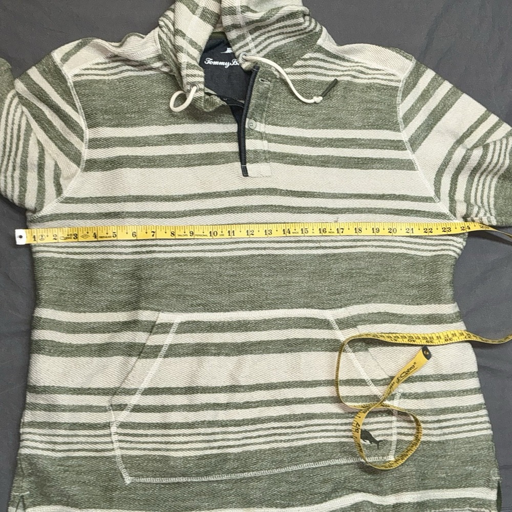 Tommy Bahama Bahia Baja Beach Hoodie Mens LargeGreen Natural Pullover Sweatshirt - Picture 5 of 6